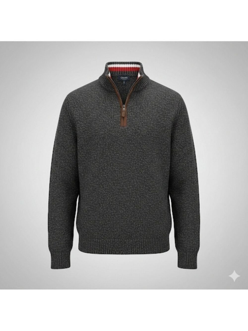 Chaps Men's Charcoal Heather Twist Knit Quarter Zip Sweater Large NWT - Picture 6 of 6